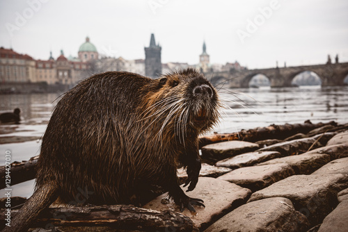 Bisamratte in Prag an der Moldau 