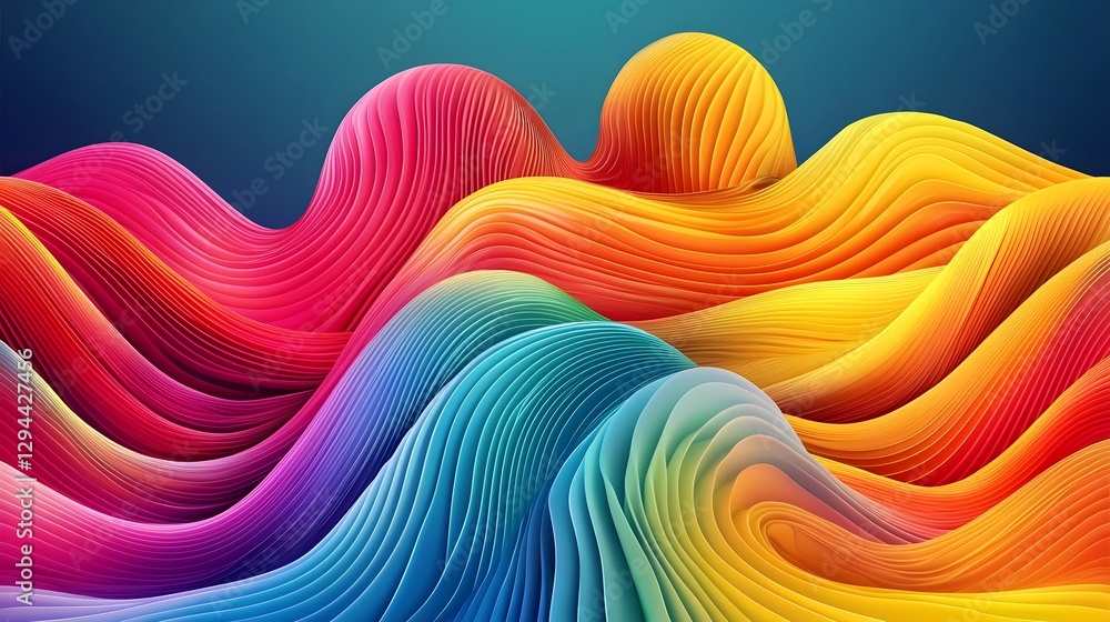 Vibrant flowing abstract rainbow wave background with smooth dynamic curves creating a captivating conceptual composition that symbolizes LGBTQ pride diversity and inclusivity