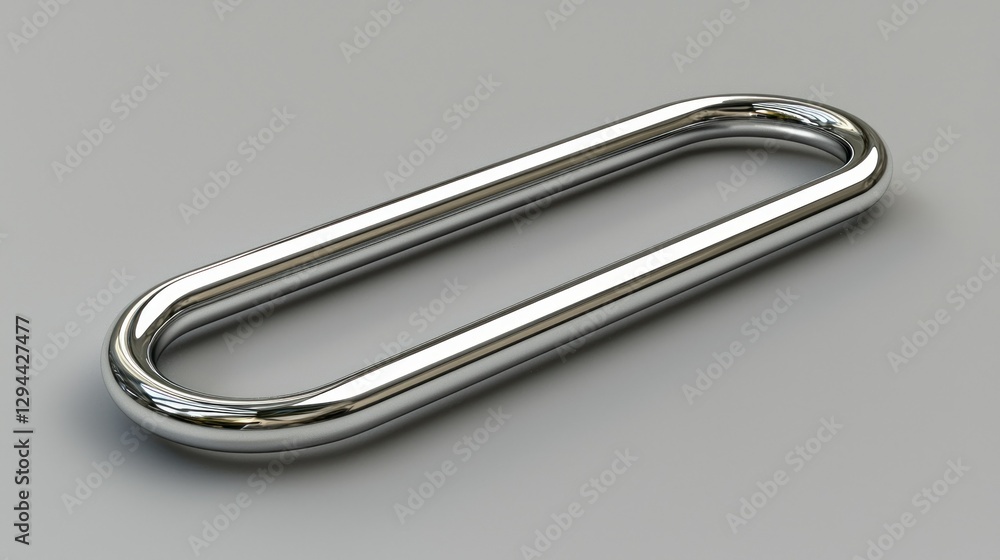 Oval stainless steel handle on a gray background Oval stainless steel handle on a gray background