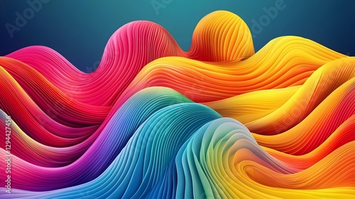 Vibrant flowing abstract rainbow wave background with smooth dynamic curves creating a captivating conceptual composition that symbolizes LGBTQ pride diversity and inclusivity