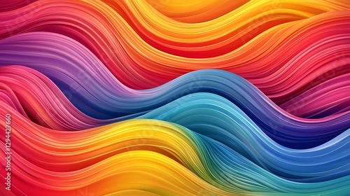 Obraz na płótnie Vibrant Fluid Gradient Waves Colorful Digital Abstract with Seamless Wavy Lines and Harmonious Rainbow Inspired Colors w salonie