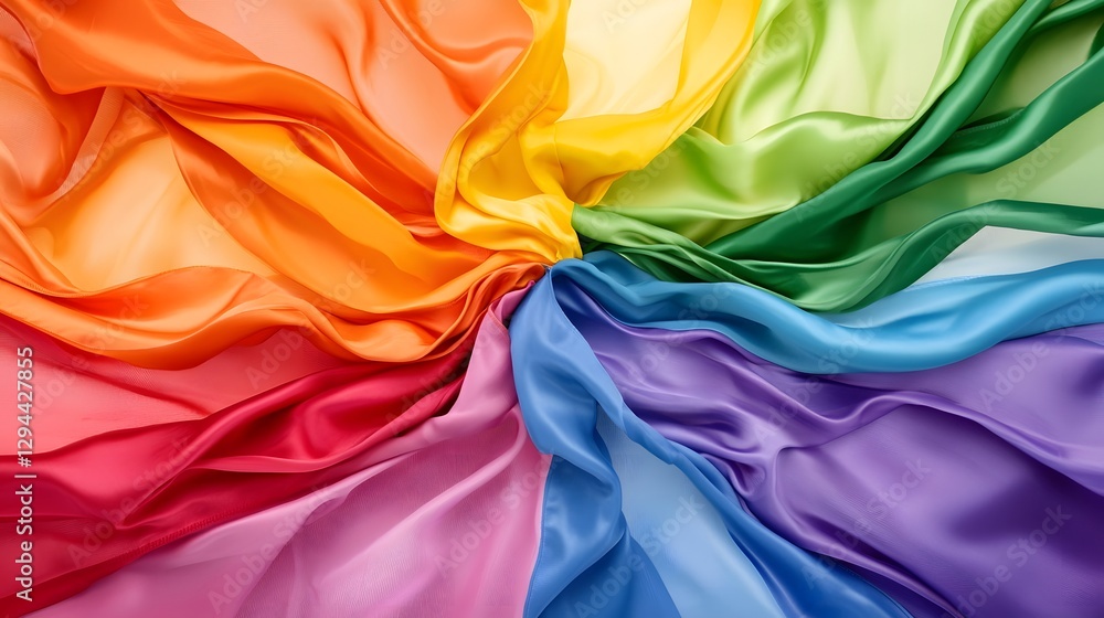 Vibrant LGBTQ Pride Banner with Beautifully Crumpled Rainbow Flag Texture Dynamic Waves and Rich Fabric Details Symbolizing Unity Diversity and Love