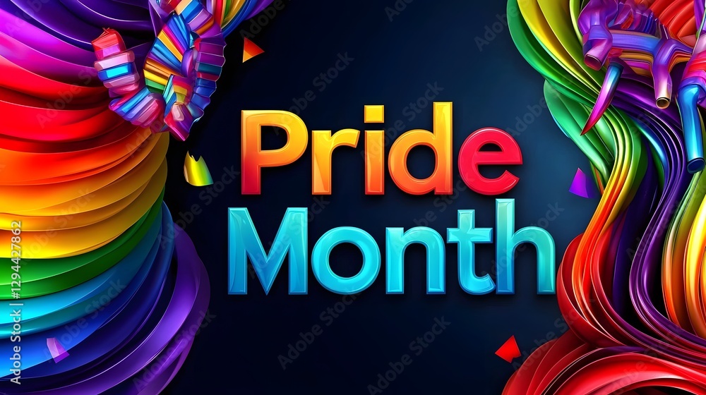 Vibrant Pride Month Banner with Radiant Rainbow Gradient and Celebratory Perfect for Parades Community Events and Festive Honoring the LGBTQ Community
