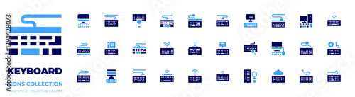Keyboard icon collection. Bold style. Duotone colors. keyboard, keylogger, wireless keyboard, computer, cloud, personal computer