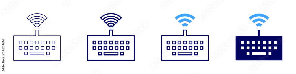 Keyboard with backlight icon in 4 different styles. Thin Line, Line, Bold Line, Duotone. Duotone style. Editable stroke Keyboard with backlight icon in 4 different styles. Thin Line, Line, Bold Line, Duotone. Duotone style. Editable stroke