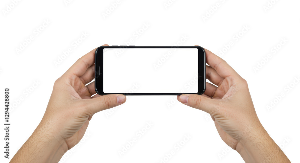 Isolated Hands Holding Smartphone with Blank White Screen Isolated Hands Holding Smartphone with Blank White Screen