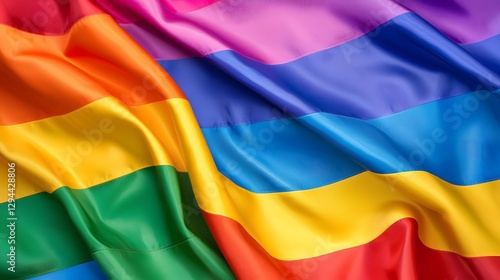 Obraz na płótnie Waving LGBTQ Pride Flag with Crumpled Texture and Vibrant Colors Embodying the of Pride Day w salonie