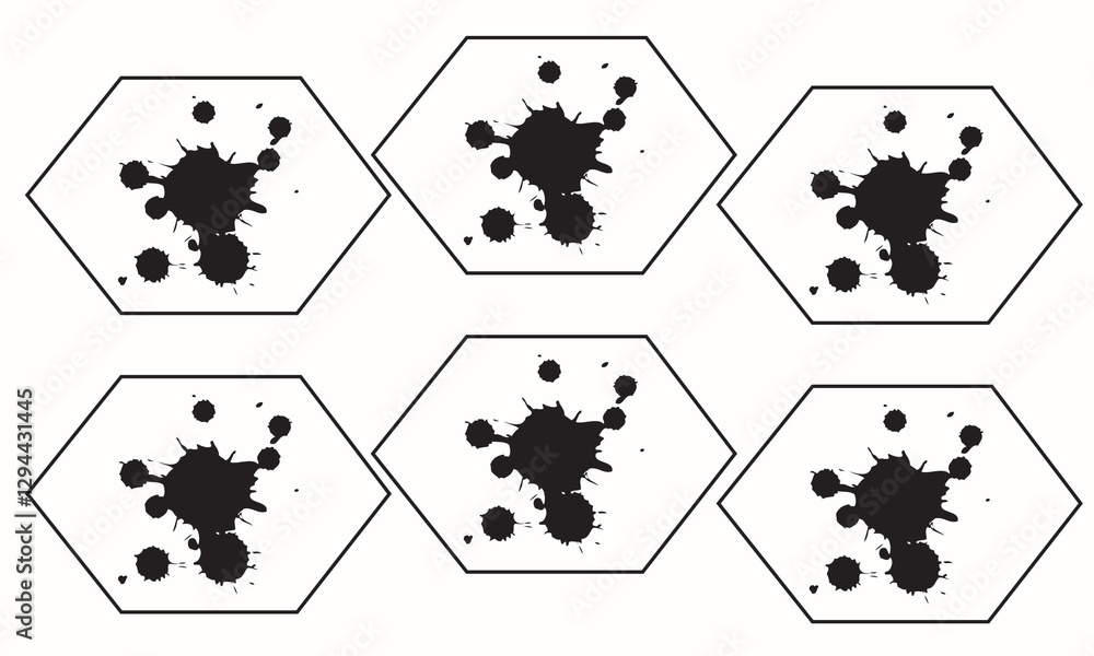 Obraz premium Hexagons and Shapes on White and black Background