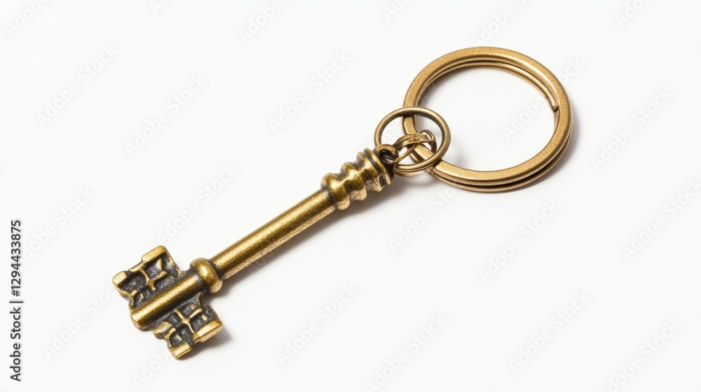 A mini notebook keychain with tiny pages, positioned against a white backdrop A mini notebook keychain with tiny pages, positioned against a white backdrop