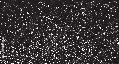 Snow, stars, twinkling lights, rain drops on black background. Abstract vector noise. Small particles of debris and dust. Distressed uneven grunge texture overlay.