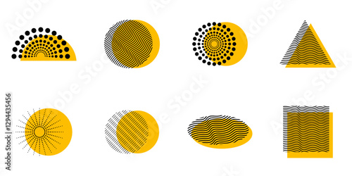 set of geometric yellow element vector