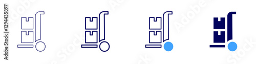 Foldable luggage trolley icon in 4 different styles. Thin Line, Line, Bold Line, Duotone. Duotone style. Editable stroke