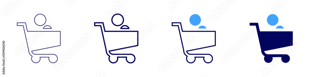 Plastic trolley icon in 4 different styles. Thin Line, Line, Bold Line, Duotone. Duotone style. Editable stroke