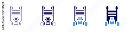 Luggage trolley icon in 4 different styles. Thin Line, Line, Bold Line, Duotone. Duotone style. Editable stroke