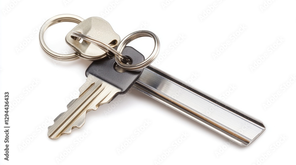 A retractable badge holder keychain with a metal clip, set on a white background A retractable badge holder keychain with a metal clip, set on a white background