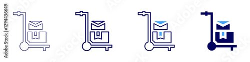 Trolley for airport icon in 4 different styles. Thin Line, Line, Bold Line, Duotone. Duotone style. Editable stroke
