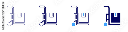 Trolley for luggage icon in 4 different styles. Thin Line, Line, Bold Line, Duotone. Duotone style. Editable stroke