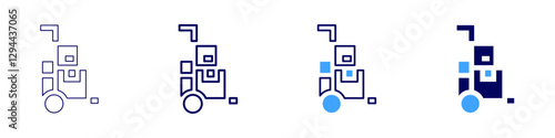 Trolley for luggage stacking icon in 4 different styles. Thin Line, Line, Bold Line, Duotone. Duotone style. Editable stroke