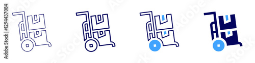 Trolley for moving furniture icon in 4 different styles. Thin Line, Line, Bold Line, Duotone. Duotone style. Editable stroke