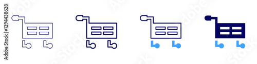 Trolley storage cart icon in 4 different styles. Thin Line, Line, Bold Line, Duotone. Duotone style. Editable stroke