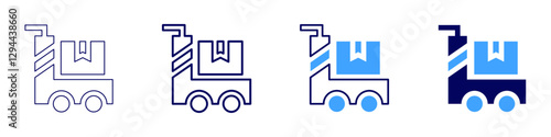 Trolley tray icon in 4 different styles. Thin Line, Line, Bold Line, Duotone. Duotone style. Editable stroke