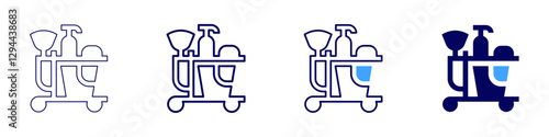 Trolley storage system icon in 4 different styles. Thin Line, Line, Bold Line, Duotone. Duotone style. Editable stroke