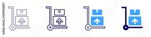 Trolley with compartments icon in 4 different styles. Thin Line, Line, Bold Line, Duotone. Duotone style. Editable stroke