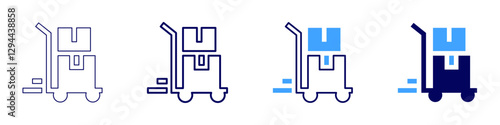 Trolley with collapsible sides icon in 4 different styles. Thin Line, Line, Bold Line, Duotone. Duotone style. Editable stroke
