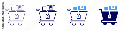 Trolley with brakes icon in 4 different styles. Thin Line, Line, Bold Line, Duotone. Duotone style. Editable stroke