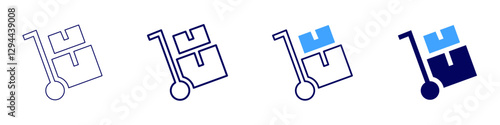 Trolley with handle icon in 4 different styles. Thin Line, Line, Bold Line, Duotone. Duotone style. Editable stroke