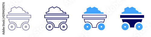 Trolley with safety locks icon in 4 different styles. Thin Line, Line, Bold Line, Duotone. Duotone style. Editable stroke