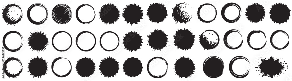 set of black and white silhouettes of different shapes set of black and white silhouettes of different shapes