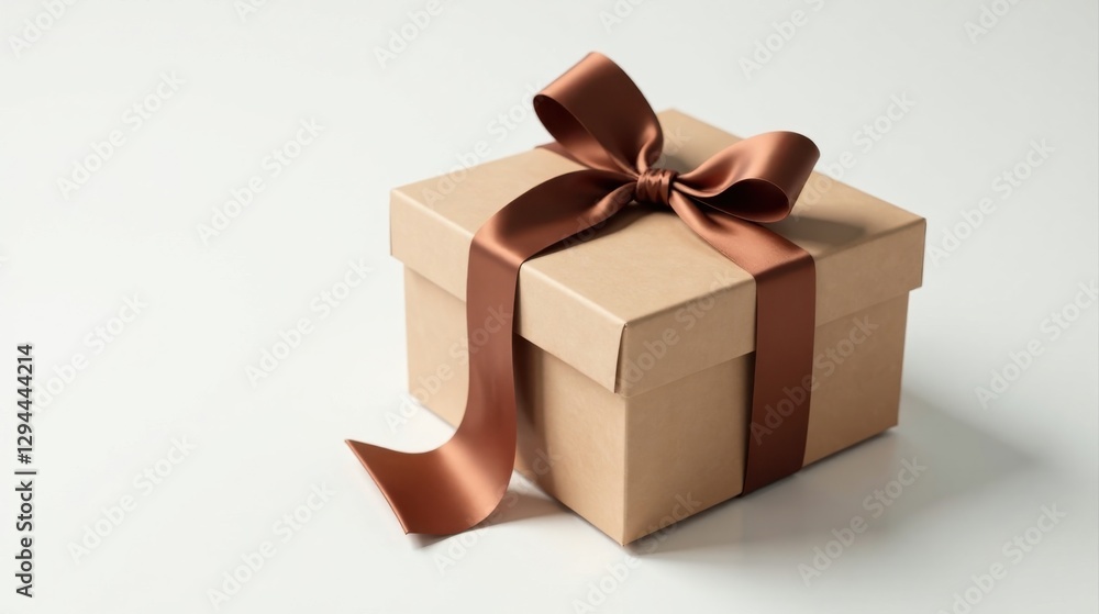 A thoughtfully presented gift box with a rich brown satin ribbon, perfect for expressing appreciation or celebrating a special occasion. A thoughtfully presented gift box with a rich brown satin ribbon, perfect for expressing appreciation or celebrating a special occasion.