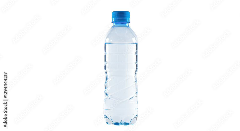Isolated Clear Plastic Water Bottle Blue Cap Isolated Clear Plastic Water Bottle Blue Cap