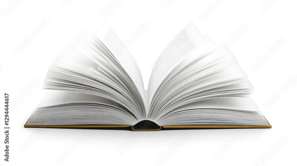 Open book with white pages on white background Open book with white pages on white background