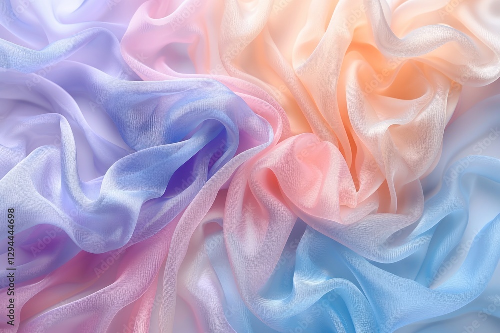 Pastel satin fabric features a soft blend of colors, creating a light and calming visual effect Pastel satin fabric features a soft blend of colors, creating a light and calming visual effect