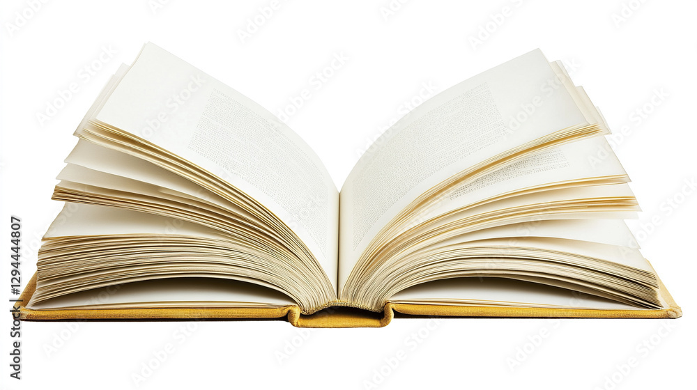 Open book with yellow cover on white background Open book with yellow cover on white background