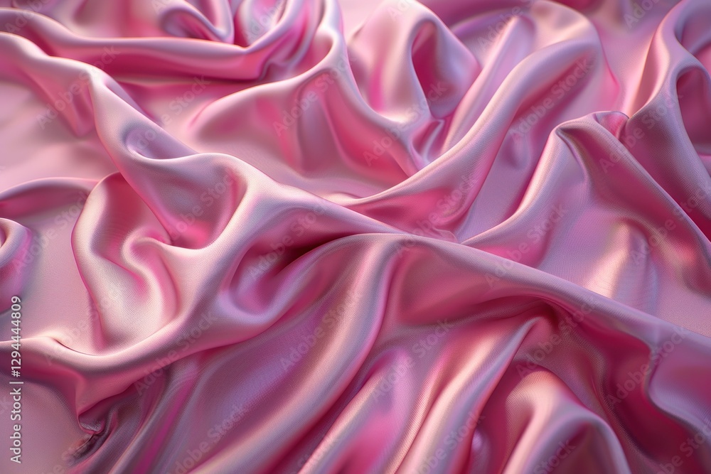 Obraz premium Delicate folds of soft pink satin evoke a romantic and airy feel with soothing waves and gentle highlights