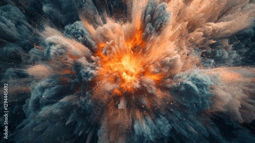 Dramatic Explosion with Fiery Flames and Billowing Smoke Clouds