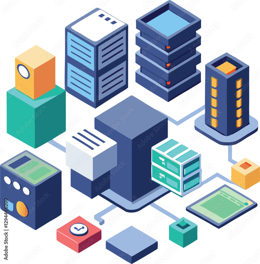 data-server-3d-isometric-icons-set data-server-3d-isometric-icons-set