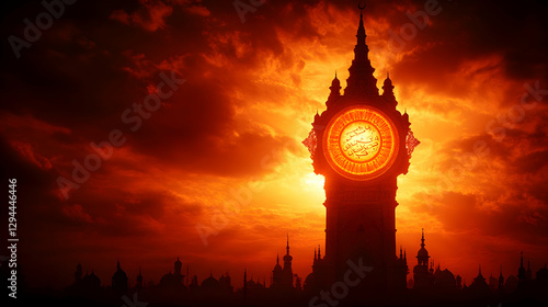 Inferno Sunset Clock Tower photo