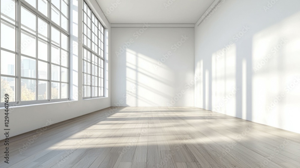 Spacious and Bright Empty Room with Large Windows and Natural Light Spacious and Bright Empty Room with Large Windows and Natural Light