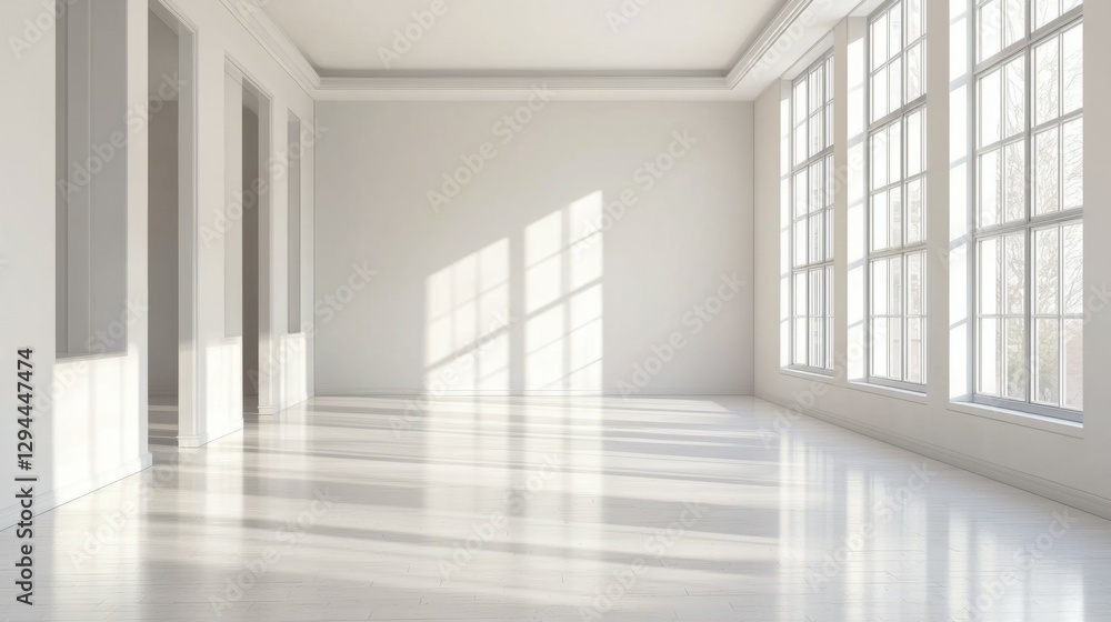 Spacious and Bright Minimalist Interior with Natural Light and Windows Spacious and Bright Minimalist Interior with Natural Light and Windows