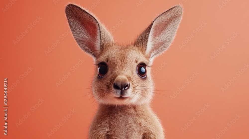 Kangaroo on Orange Background, Kangaroo on Orange Background,