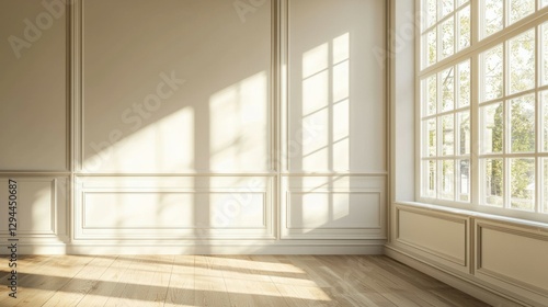 Wallpaper Mural Bright and Airy Room with Large Windows and Sunlight Reflection Torontodigital.ca