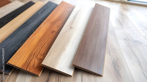 Assortment of laminate and vinyl floor tiles showcasing diverse wood surface finishes and professional flooring material selection for home and interior design projects