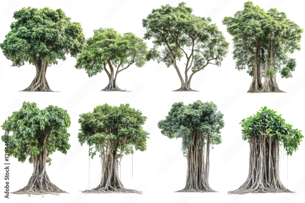 Fototapeta premium Diverse types of trees nature png with transparency background greenery environment various viewpoints