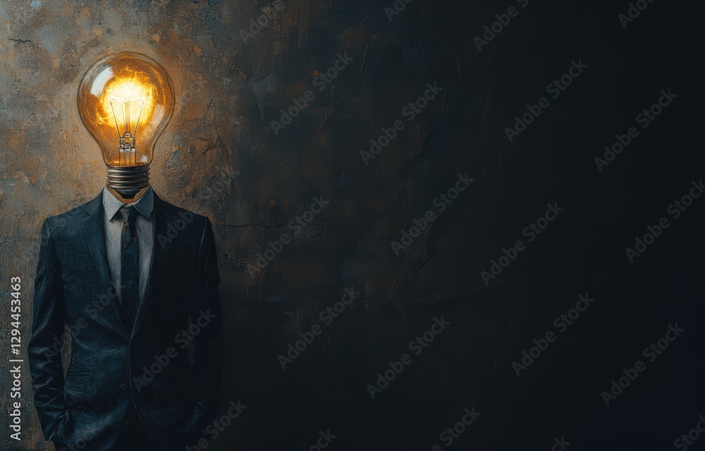 Fototapeta premium Illuminating ideas a businessman embodies creative innovation
