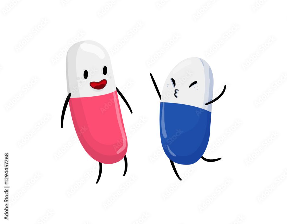 Fototapeta premium Cute Pills Characters