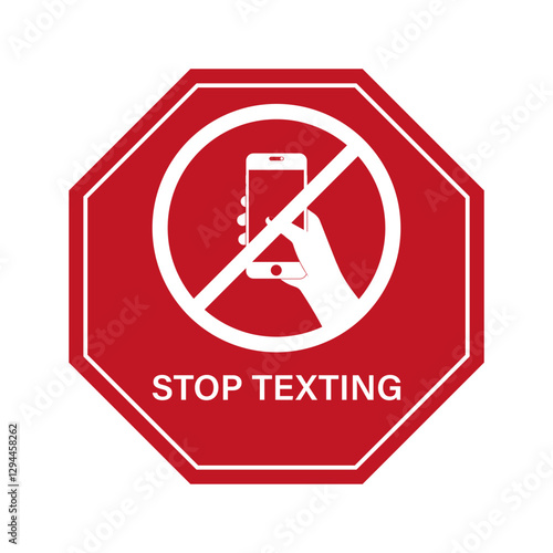 No Texting While Driving Sign. Do Not Use Phone While Driving. Careless and Dangerous Driving Behavior. Vector Illustration. 